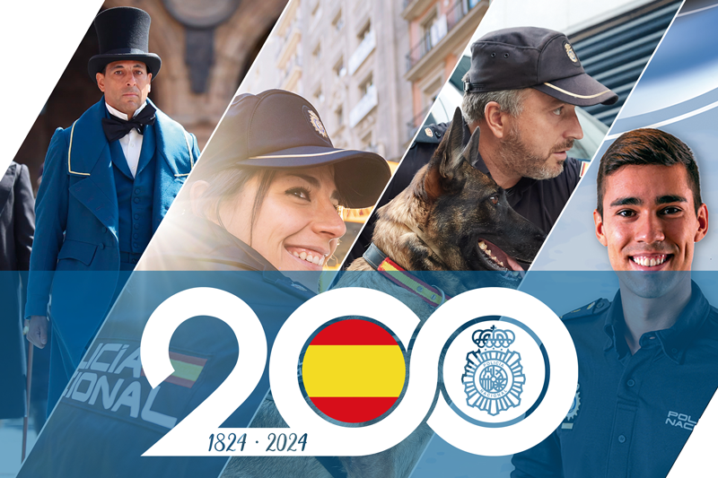 Composición de imágenes en la que aparecen hombres y mujeres policias con uniformes de diferentes épocas